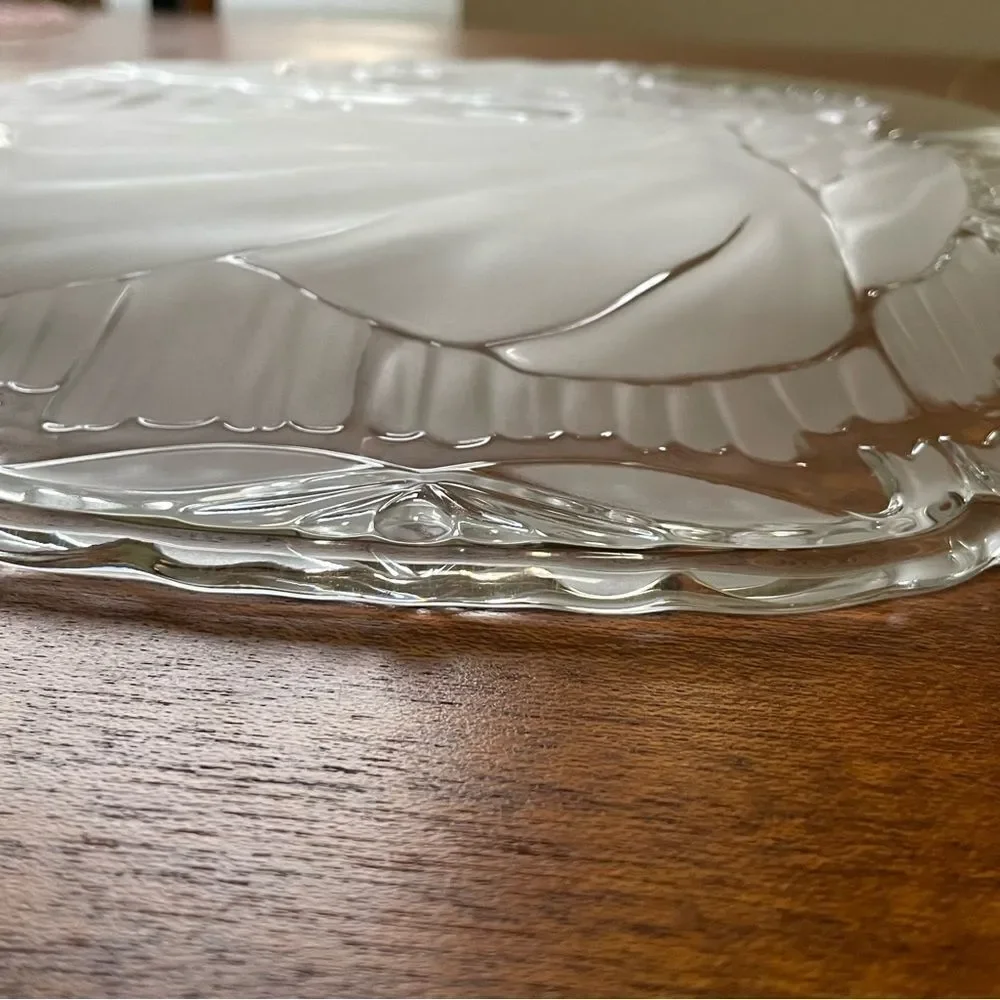 NIB MIKASA Madonna And Child Glass Frosted Serving Platter 15” Religious Holiday